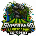 superhero landscaping logo